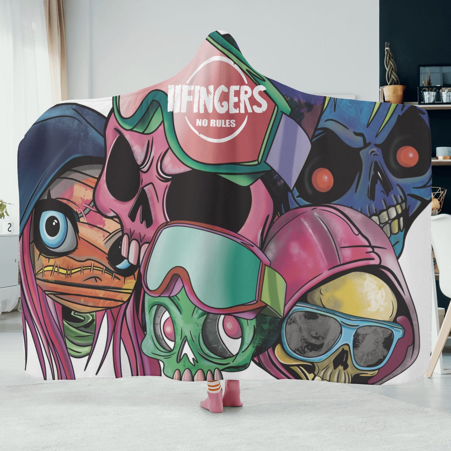 ‘Crazy faces’ Hooded Blanket
