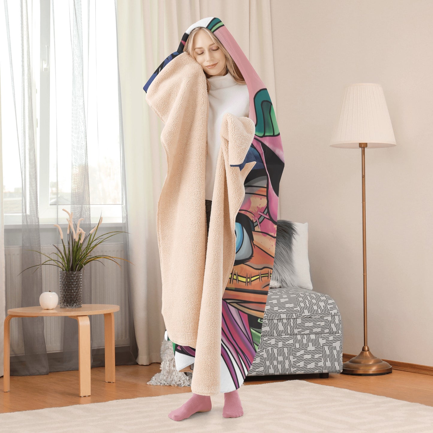 ‘Crazy faces’ Hooded Blanket