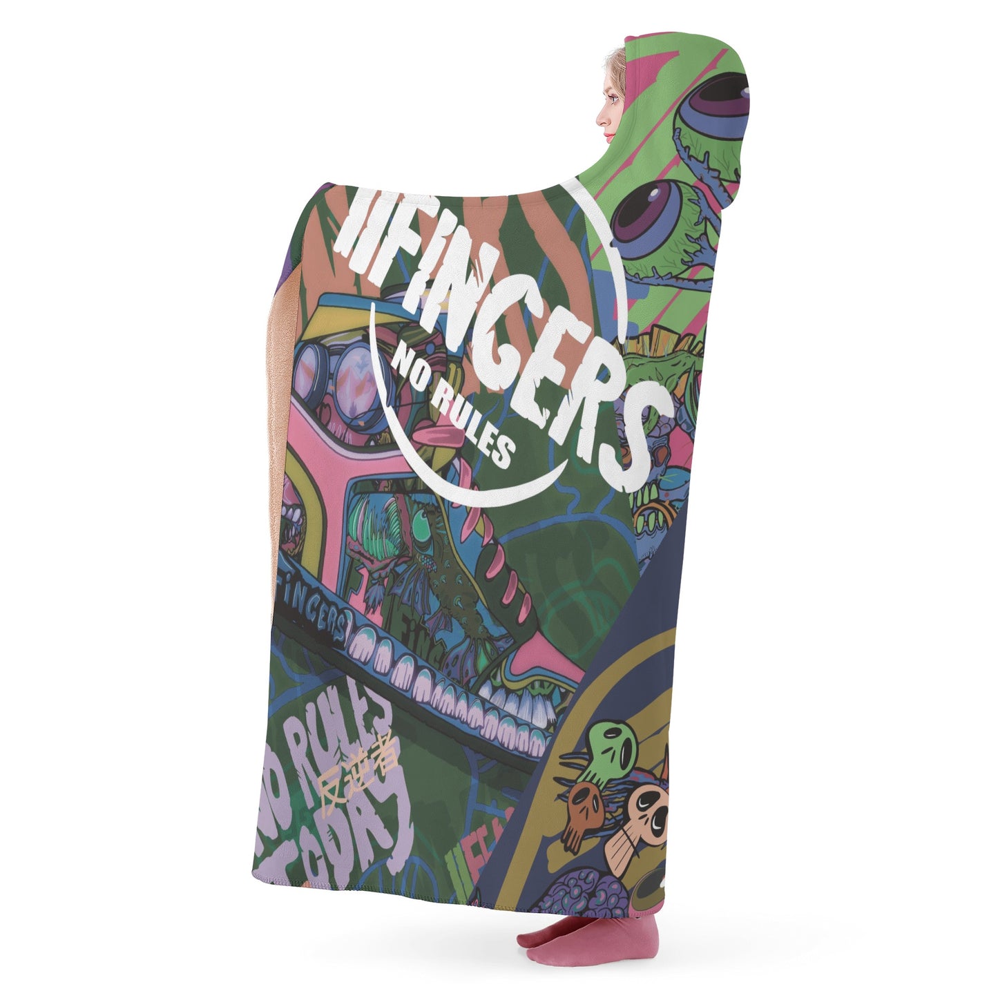 11 fingers artwork Hooded Blanket