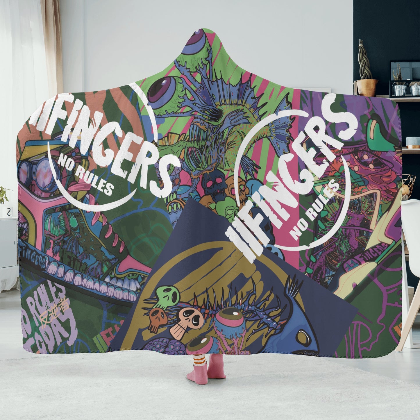 11 fingers artwork Hooded Blanket