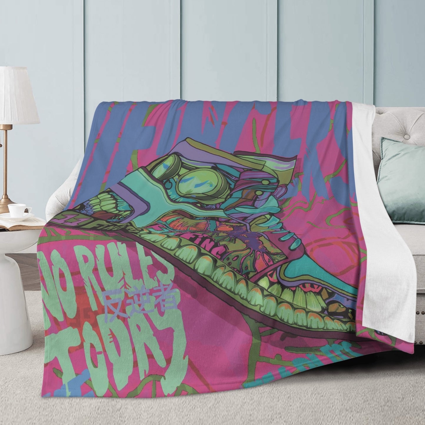 Unique custom sneaker art - Soft Polyester Premium Fleece Blanket