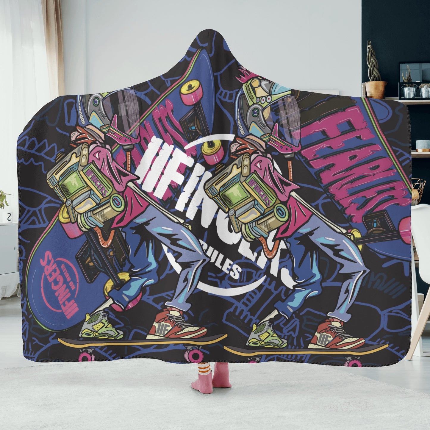 “Skateboarding future “ Hooded Blanket