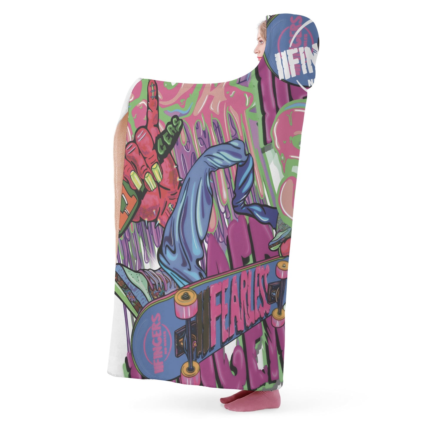 “Sick skateboarder”  Hooded Blanket