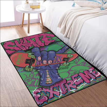 Skateboarding Sofa Area Bedroom Rug