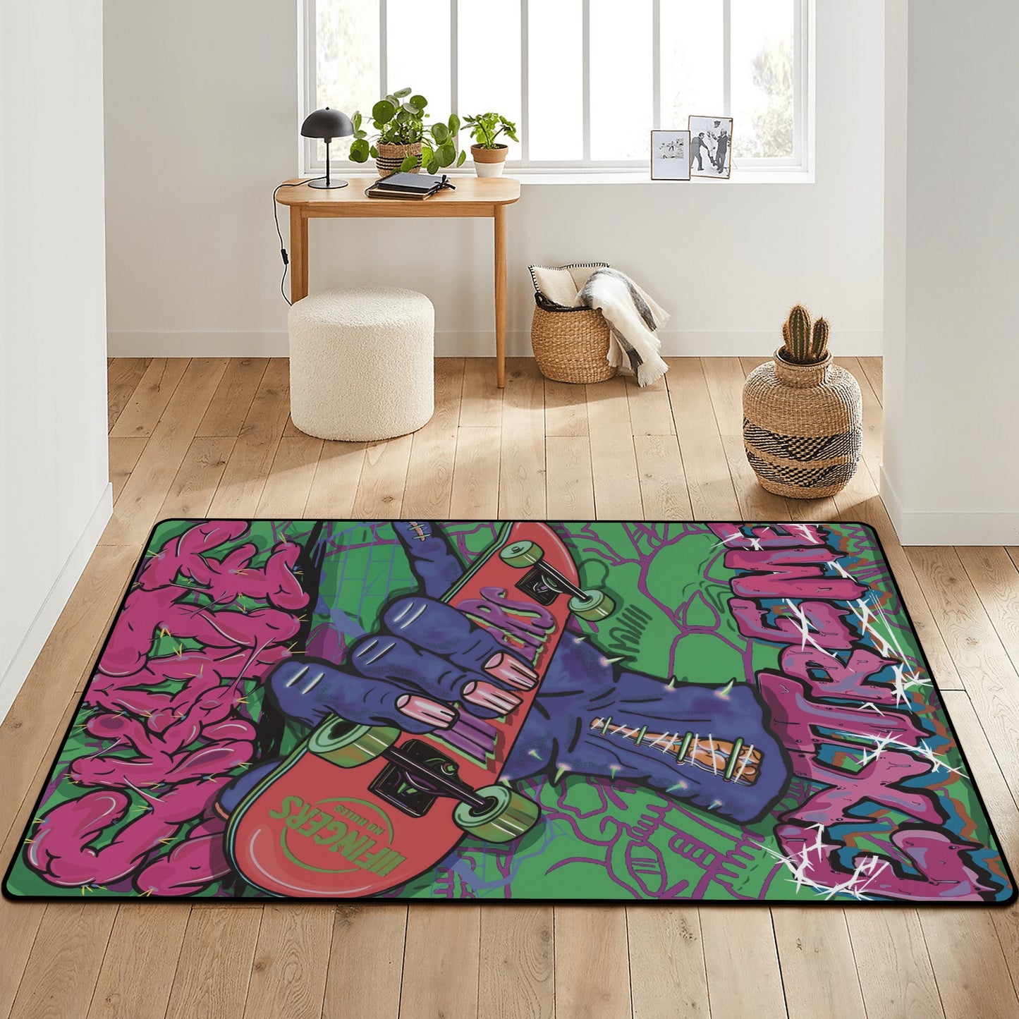 Skateboarding Sofa Area Bedroom Rug