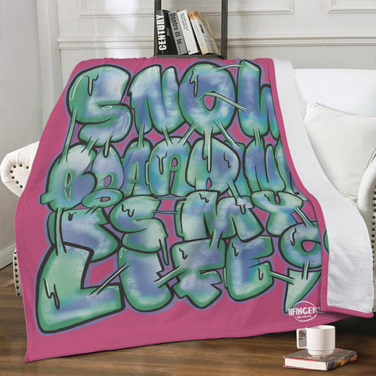 ‘Snowboarding is my life’ Soft Polyester Premium Fleece Blanket